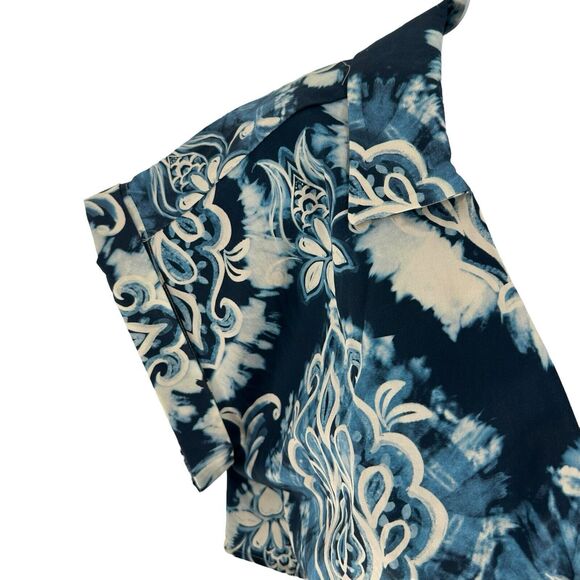 Zara Dress Women Small Blue Printed Mini Cut Out Back Resort Vacation Tribal NEW - Picture 9 of 16